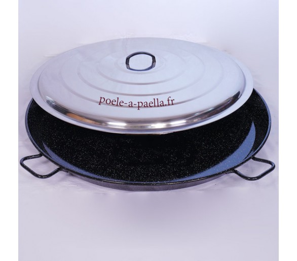 Poêle à paella géante 90cm Vaello Campos émaillée + couvercle - 50 parts
