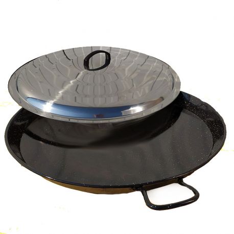 Poêle à paella 38cm Vaello Campos émaillée + couvercle - 8 parts