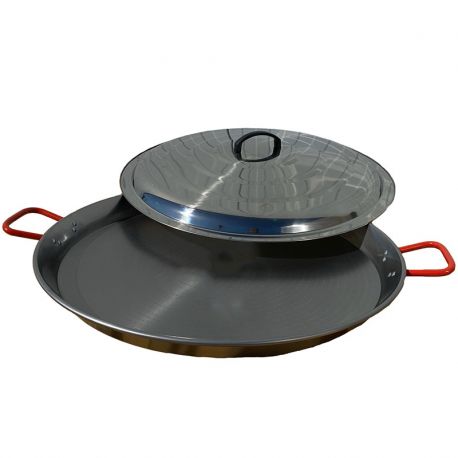 Poêle à paella acier 50cm Vaello Campos + couvercle - 13 parts