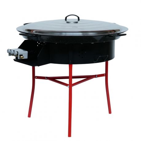 Kit à paella thermocouple - 85 personnes avec plat émaillé + pare-flamme
