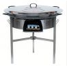 Kit à paella - 85 personnes - Pare-flamme inox - Plat acier - couvercle