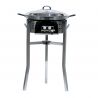 Kit à paella luxe 20 personnes - pare-flamme inox - plat acier 60cm et couvercle inox