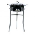 Kit à paella luxe 20 personnes - pare-flamme inox 45 cm - plat émaillé 60cm et couvercle inox