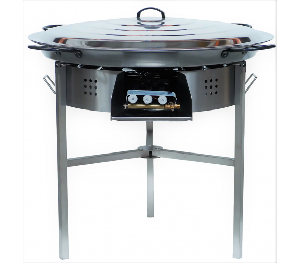Kit paella 50 personnes avec plat acier 90 cm + pare-flamme inox