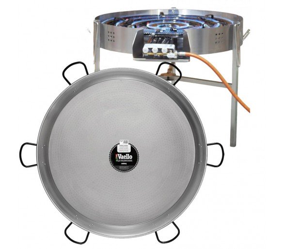 Kit à paella acier - 200 personnes - pare-flammes - thermocouple - veilleuse