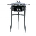 Kit à paella luxe 13 personnes - pare-flamme inox 45 cm - plat inox 50cm et couvercle inox