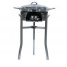 Kit à paella luxe 20 personnes - pare-flamme inox - plat inox 60cm et couvercle inox