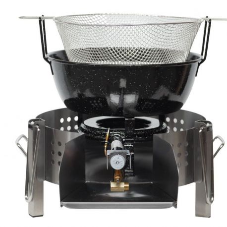 Kit friteuse pro 40cm à gaz pare flammes 45 - 11 litres -Thermocouple