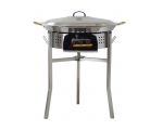 Kit à paella luxe 30 personnes - pare-flamme inox 60cm - plat inox 70cm et couvercle inox