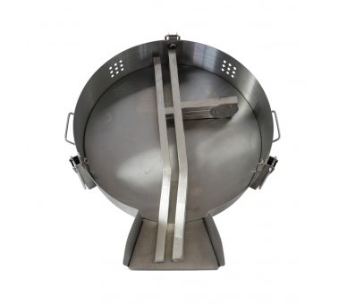 Kit à paella luxe 30 personnes - pare-flammes inox 60cm - plat émaillé 70cm et couvercle inox