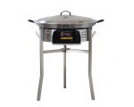 Kit à paella 30 personnes - pare-flammes inox 60cm - plat acier 70cm et couvercle inox - Thermocouple