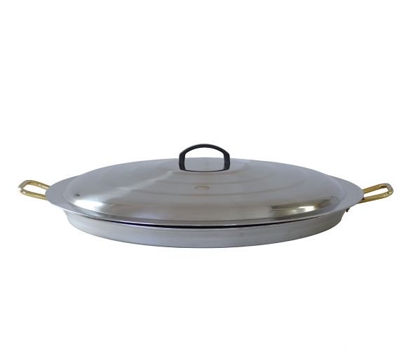 Poêle à Paella inox 70cm avec couvercle inox - 25 parts