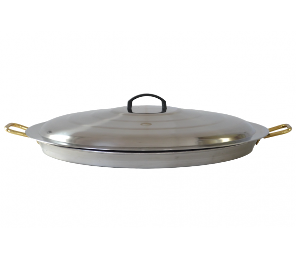Poêle à Paella inox 46cm avec couvercle inox - 12 parts