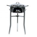 Kit à paella luxe 13 personnes -Thermocouple - pare-flamme inox 45 cm - plat acier 50cm et couvercle inox
