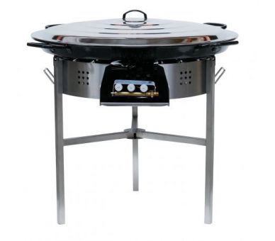 Kit à paella 40 personnes - pare-flammes inox 70cm - plat acier 80cm et couvercle inox - Thermocouple