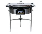Kit à paella 40 personnes - pare-flammes inox 70cm - plat acier 80cm et couvercle inox - Thermocouple
