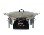 Kit paella 25 personnes pour plan de travail - pare-flammes inox 60cm - plat inox65cm et couvercle inox - Thermocouple