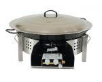Kit à paella 13 personnes pour plan de travail - pare-flamme inox 45 cm - plat émaillé 50cm et couvercle inox