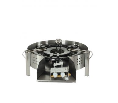 Kit paella 25 personnes pour plan de travail - pare-flammes inox 60cm - plat émaillé 65cm et couvercle inox