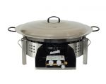 Kit à paella 13 personnes pour plan de travail -Thermocouple - pare-flamme inox 45 cm - plat acier 50cm et couvercle inox