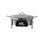 Kit à paella 20 personnes pour plan de travail - pare-flamme inox 45 cm - plat inox 60cm et couvercle inox