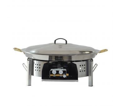 Kit paella 30 personnes pour plan de travail - pare-flamme inox 60cm - plat inox 70cm et couvercle inox - Thermocouple