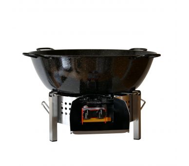 Kit Poêle creuse pour plan de travail - pare flammes 45cm inox - 70 personnes - Plat creux émaillé 65cm - Couvercle