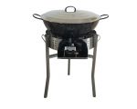 Kit Poêle creuse - pare flammes 45cm inox - 50 personnes - Plat creux émaillé 60cm - Couvercle - thermocouple