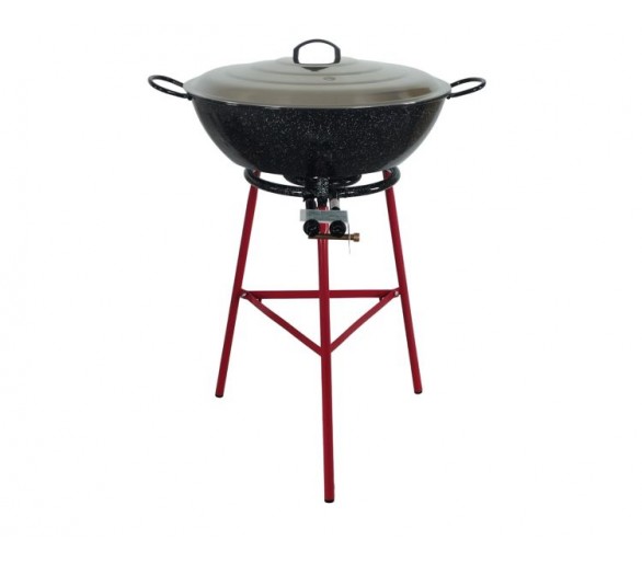 Kit Poêle creuse - 70 personnes - Plat creux émaillé 65cm - Couvercle