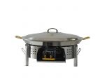 Kit paella pour plan de travail - 50 personnes - Pare-flamme inox 80cm - Plat inox 90cm - couvercle inox