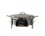 Kit à paella luxe 20 personnes - pare-flamme inox 45 cm - plat acier 60cm et couvercle inox