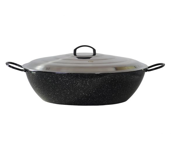 Poêle creuse émaillée avec couvercle inox - Diamètre 60cm / 50 parts