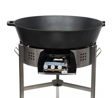 Kit multi-plats - pare flammes 80cm Inox - Plat fonte 80cm - H: 16cm avec séparation - thermocouple - couvercle inox