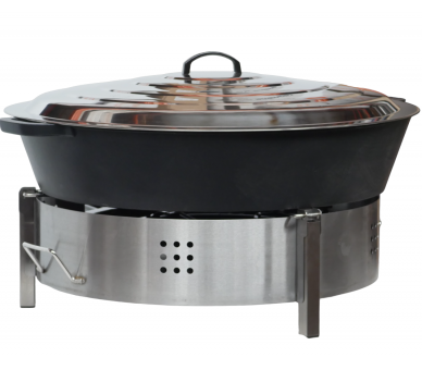 Mini Kit tartiflette - pare flammes 80cm Inox - Plat fonte 80cm - H: 16cm - thermocouple pro - couvercle