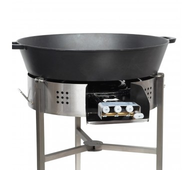 Kit tartiflette - pare flammes 80cm Inox - Plat fonte 80cm - H: 16cm - thermocouple pro - couvercle 