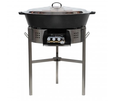 Kit tartiflette - pare flammes 80cm Inox - Plat fonte 80cm - H: 16cm - thermocouple pro - couvercle 