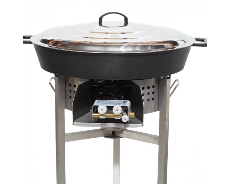 Kit tartiflette pare flammes inox 45cm - Poêle fonte 50cm - thermocouple pro - couvercle 