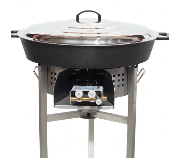 Kit tartiflette pare flammes inox 45cm - Poêle fonte 50cm - thermocouple pro - couvercle