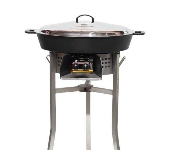 Kit tartiflette pare flammes inox 45cm - Poêle fonte 50cm - couvercle inox 
