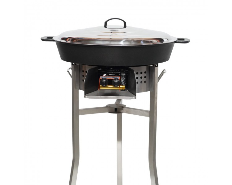 Kit tartiflette pare flammes inox 45cm - Poêle fonte 50cm - couvercle inox 