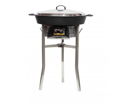 Kit tartiflette pare flammes inox 45cm - Poêle fonte 50cm - couvercle inox 