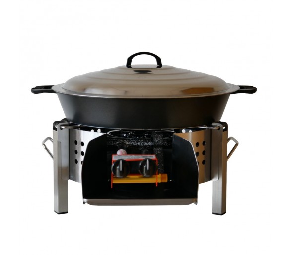 Kit tartiflette pare flammes inox 45cm - Poêle en fonte 50cm - couvercle inox