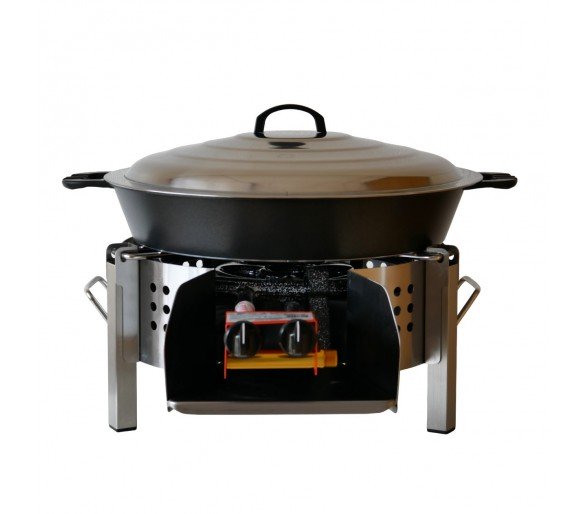 Kit tartiflette pare flammes inox 45cm - Poêle en fonte 50cm - couvercle inox