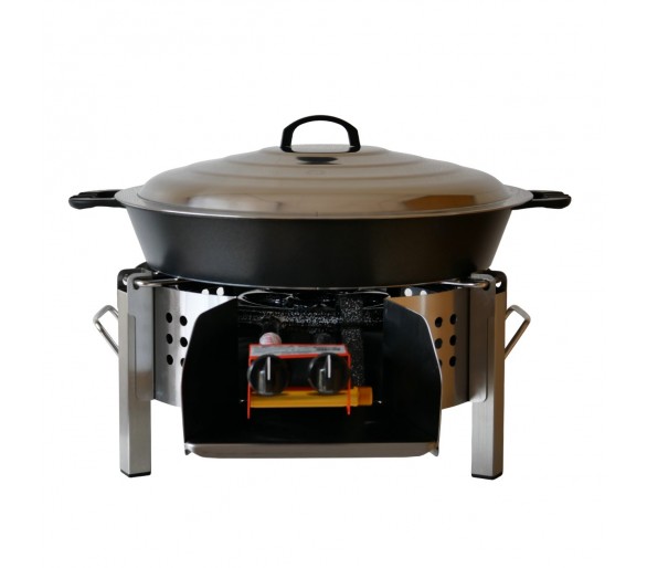 Kit tartiflette pare flammes inox 45cm - Poêle en fonte 50cm - couvercle inox