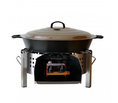 Kit tartiflette pare flammes inox 45cm - Poêle en fonte 50cm - couvercle inox