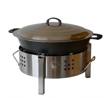 Kit tartiflette pare flammes inox 45cm - Poêle en fonte 50cm - couvercle inox