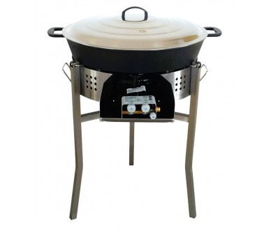 Kit tartiflette pare flammes inox 60cm - Poêle fonte 65cm 1 séparation - thermocouple pro - couvercle inox