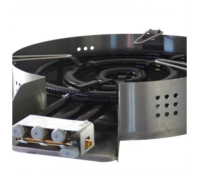 Kit paella pour plan de travail - 50 personnes - Pare-flamme inox 80cm - Plat émaillé 90cm - couvercle inox