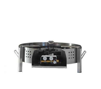 Kit paella pour plan de travail - 50 personnes - Pare-flamme inox 80cm - Plat inox 90cm - veilleuse - thermocouple - couvercle i