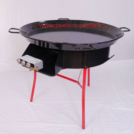 Kit à paella thermocouple pour 50 personnes avec plat émaillé + pare-flamme